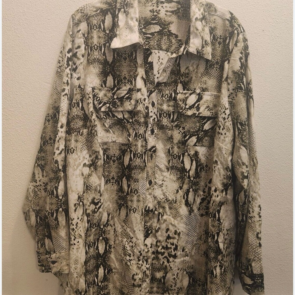 Studio Works Men's Monochrome Snake Print Shirt Jacket - Picture 2 of 9
